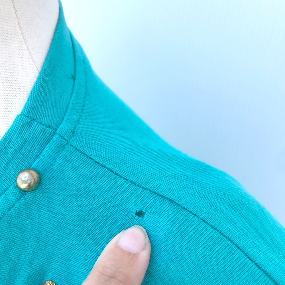 Vintage 80’s teal southwestern still life glitter puff paint novelty top shirt - Picture 9 of 9